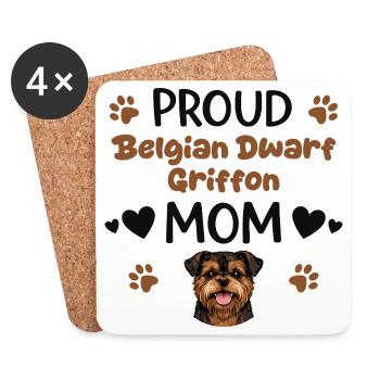Stolze Griffon Mutter, Belgischer Zwerggriffon - Untersetzer (4er-Set) - Weiß - Vorne