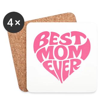 Best Mom Ever Herz Muttertag Geschenk - Untersetzer (4er-Set) - Weiß - Vorne