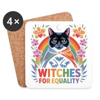 Witches for Equality Cat Rainbow - Coasters (set of 4) - white - Front