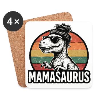 Mamasaurus Maman Maman Idée de cadeau Humour Drôle - Dessous de verre (lot de 4) - blanc - Devant