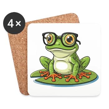 Grenouille Intelligente - Design Drôle avec Lunett - Dessous de verre (lot de 4) - blanc - Devant