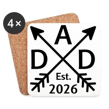 Dad 2026 Baby Announcement Est 2026 - Untersetzer (4er-Set) - Weiß - Vorne