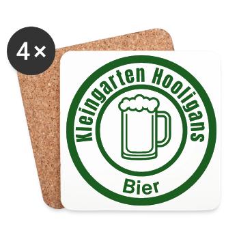 Kleingarten Hooligans – Freches Garten-Design mit  - Untersetzer (4er-Set) - Weiß - Vorne