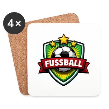 Fussball Shield mit Banner - Untersetzer (4er-Set) - Weiß - Vorne