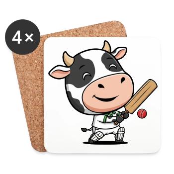 Motif humoristique de la vache grillon - Dessous de verre (lot de 4) - blanc - Devant