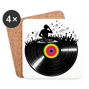DJ Vinyl Party Music Club Design - Coasters (set of 4) - white - Front
