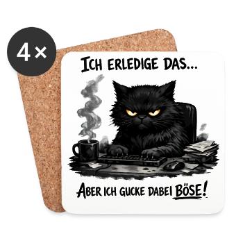 Ich mach das katze lustiger Büro Spruch - Untersetzer (4er-Set) - Weiß - Vorne