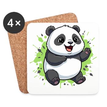 Fröhlicher Panda Splash - Untersetzer (4er-Set) - Weiß - Vorne