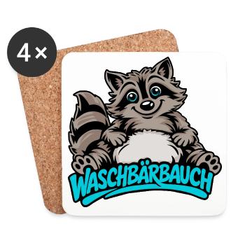 Süßer Waschbär Bauch Cartoon Tier Motiv - Untersetzer (4er-Set) - Weiß - Vorne
