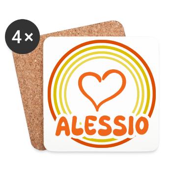 Herz im Regenbogenkreis Alessio - Untersetzer (4er-Set) - Weiß - Vorne