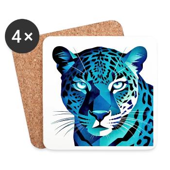 Fluorescent Geometric Blue Leopard - Coasters (set of 4) - white - Front