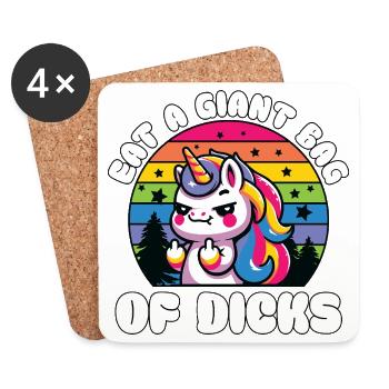 Motif de pouvoir de la licorne arc-en-ciel - Dessous de verre (lot de 4) - blanc - Devant