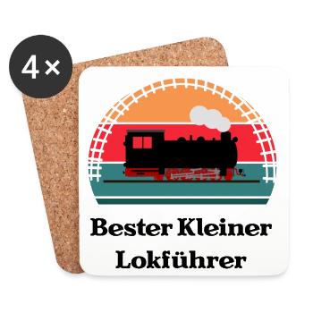 Kleiner Lokführer Dampflok Kinder - Untersetzer (4er-Set) - Weiß - Vorne