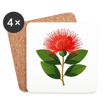 Pohutukawa-Blume - Untersetzer (4er-Set) - Weiß - Vorne