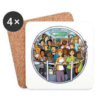 Colorful travelers on the bus - Coasters (set of 4) - white - Front