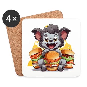 Kauender Koala mit Burgern - Untersetzer (4er-Set) - Weiß - Vorne