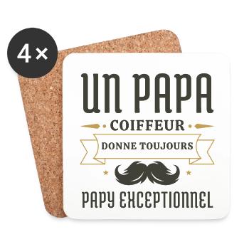 Papa coiffeur donne toujours papy exceptionnel - Dessous de verre (lot de 4) - blanc - Devant