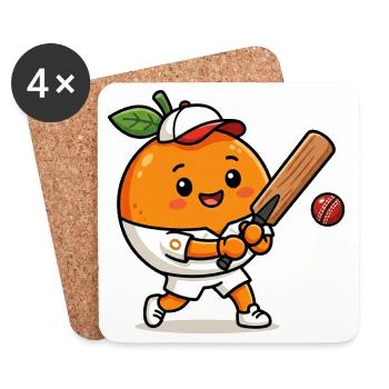 Funny orange playing cricket - Coasters (set of 4) - white - Front