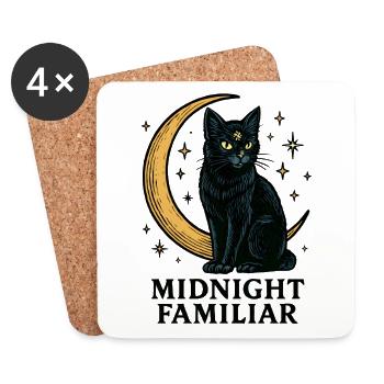 Mondnacht: Midnight Familiar Katze - Untersetzer (4er-Set) - Weiß - Vorne
