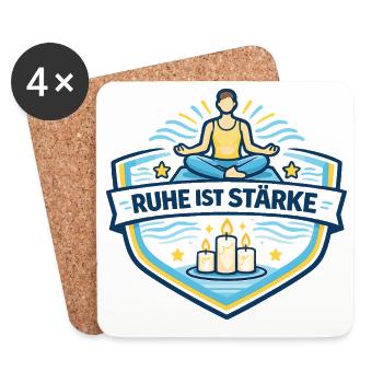Ruhe Ist Stärke Meditationslogo - Untersetzer (4er-Set) - Weiß - Vorne