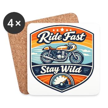 Ride Fast Stay Wild Motorrad Badge - Untersetzer (4er-Set) - Weiß - Vorne