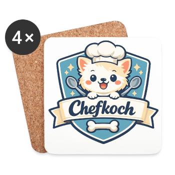Chefkoch Hund Logo - Untersetzer (4er-Set) - Weiß - Vorne