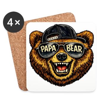 Papa Bear Sunglasses Cap Design - Coasters (set of 4) - white - Front