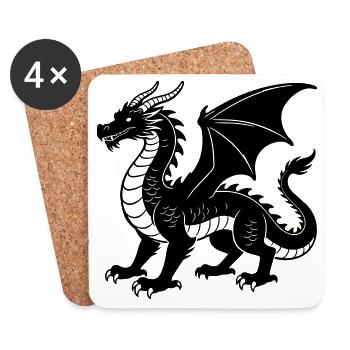 Drache - Untersetzer (4er-Set) - Weiß - Vorne