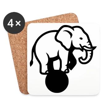 Acrobaties du Cirque Elephant Ball - Dessous de verre (lot de 4) - blanc - Devant