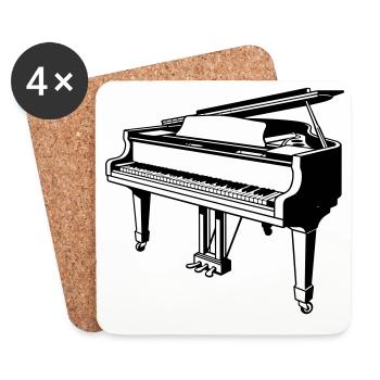 piano à queue piano - Dessous de verre (lot de 4) - blanc - Devant