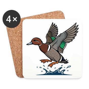 Canard Colvert En Vol Nature Sauvage Étang - Dessous de verre (lot de 4) - blanc - Devant