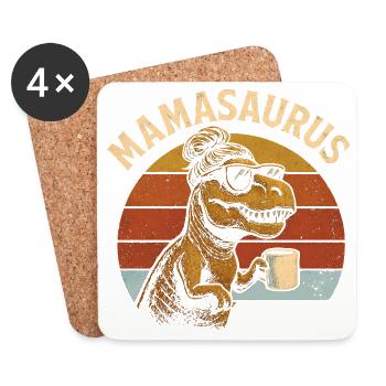 Mamasaurus Maman Maman Idée de cadeau Humour Drôle - Dessous de verre (lot de 4) - blanc - Devant