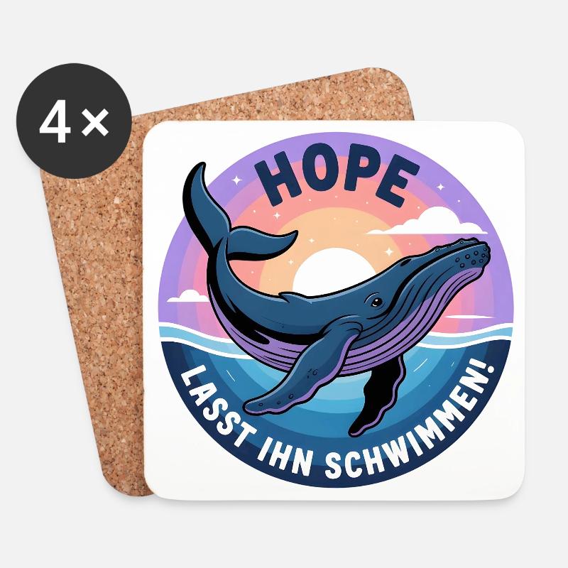 Hope/ Timmy der Wal in der Ostsee - Untersetzer (4er-Set) - Weiß