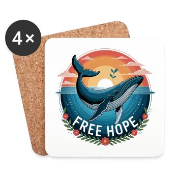 FREE HOPE :: Hope/ Timmy the Whale in the Baltic Sea - Coasters (set of 4) - white - Front