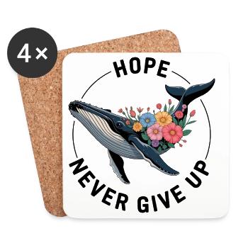 NEVER GIVE UP • FAN SHIRT - Coasters (set of 4) - white - Front