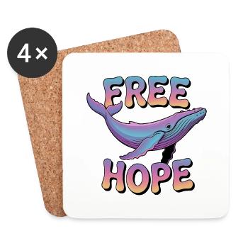 FREE HOPE :: Hope/ Timmy the Whale in the Baltic Sea - Coasters (set of 4) - white - Front