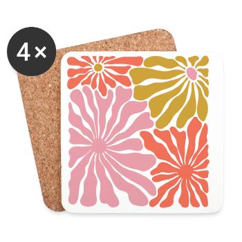 Spring Blossoms Pop Art Pattern - Coasters (set of 4) - white - Front