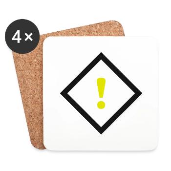 Warnschild - Untersetzer (4er-Set) - Weiß - Vorne
