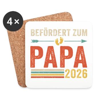 Retro Befördert zum Papa 2026 - Untersetzer (4er-Set) - Weiß - Vorne
