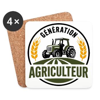 Génération agriculteur logo passion agriculture - Dessous de verre (lot de 4) - blanc - Devant