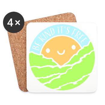 Be Kind It's Free Freundlichkeit Statement Spruch - Untersetzer (4er-Set) - Weiß - Vorne