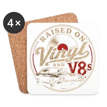 Passion for vinyl and V8 cars - Coasters (set of 4) - white - Front