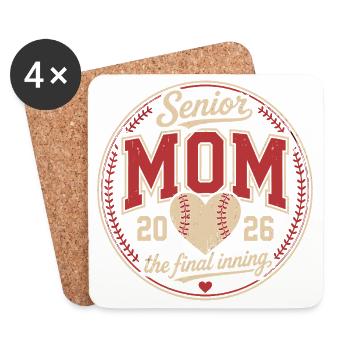Senior Mom 2026 Baseball Graduation Design - Coasters (set of 4) - white - Front