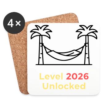 Level 2026 Unlocked Abschluss - Untersetzer (4er-Set) - Weiß - Vorne