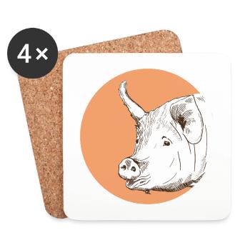 Pig - Coasters (set of 4) - white - Front