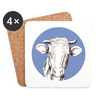 Vache - Dessous de verre (lot de 4) - blanc - Devant