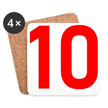 10. 10 ANS. 10e ANNIVERSAIRE. ANNIVERSAIRE 10 ANS. - Dessous de verre (lot de 4) - blanc - Devant