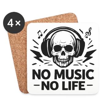 Pas de musique Pas de vie Casque de crâne Musique - Dessous de verre (lot de 4) - blanc - Devant