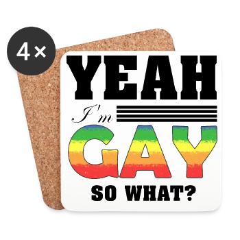 Yeah I'm Gay So What Funny Pride Rainbow Art - Untersetzer (4er-Set) - Weiß - Vorne