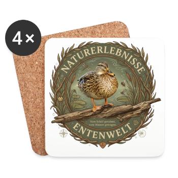 Natur erleben Vögel Ente Stockente Tier Motiv - Untersetzer (4er-Set) - Weiß - Vorne